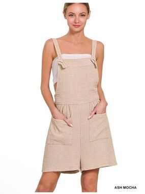 NWT Zenana Woven Double Gauze Acid Washed Romper